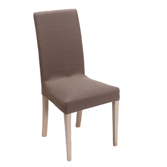 Housse chaise unie extensible - housse intégrale ou assise seule (taupe) Housse chaise unie extensible - housse intégrale ou assise seule (taupe)